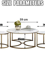 Aurelio Circular Nesting Tables - Glossy Golden Iron with Italian Nano Marble Top