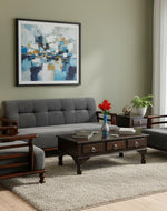 Sheesham Wood 5 Seater Sofa Set for Living Room - Brown