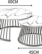 Golden Circular Iron Nesting Table| Center Table Set of 2 With Italian Nano Marble Top