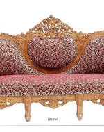 Luxury Antique Sofa Set in a Classic Living Room Setting Solid Teak Wooden Five Seater Sofa Set with Cushion for Living Room | Honey Brown Finish | 208D x 76W x 119H cm (Design3)