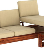 Feltro Wooden 4 Seater L Shape Sofa Set For Living Room Bedroom | Four Seater Cushion Sofa With Side Books & Newspaper Holder For Home & Office(Honey, 4 Seater), Brown