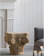 Bloomart Hand Carved Pedestal Style End Table Mango Wood