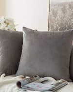 Light Grey Color Velvet Cushion Covers ( Set of 2 ) - Bloomart