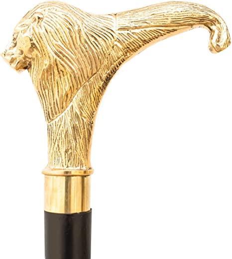Antique Brass Design Head Handle Vintage Style Wooden Walking Cane Stick - Bloomart