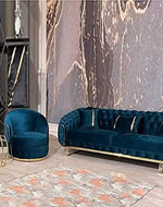 Royal Blue Modern Luxury Sectional Chesterfield Sofa Set 3+1+1 - Bloomart