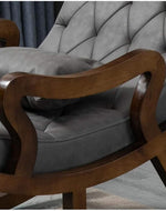 Bloomart Modern Rocking Chair with Button Tufted Footrest Velvet Fabric