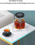 Golden Gleam Square Sofa Side Basket Table - Modern Marble Top