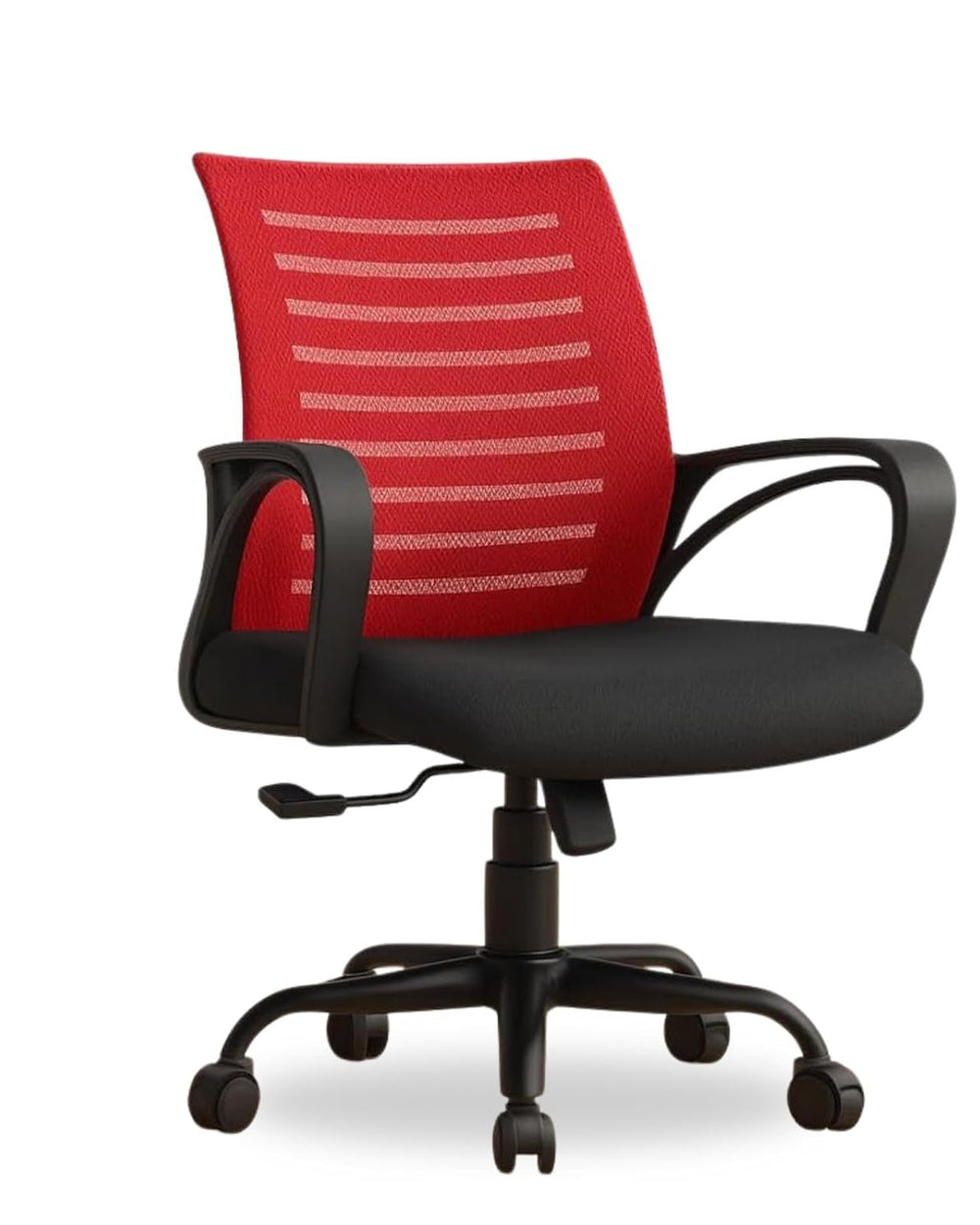 INNOWIN Mini Jazz Mesh Mid-Back Ergonomic Home Office Chair | 3-Years Limited Warranty Included | Tilting & Height Adjustable Mechanism, Heavy Duty Metal Base | Ideal for Office Work & Study (Red)