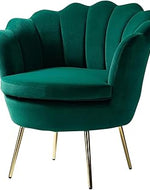 Bloomart Modern Velvet Peacock Chair with Gold Metal Legs | Tufted Armchair for Living Room & Bedroom -Teal Blue