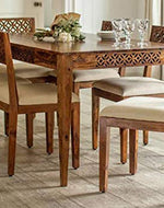 Premium Teak Wood Designer Dining Table With Cushioned Chair