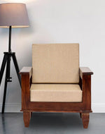 Sheesham Wood 5 Seater Sofa Set for Living Room - Natural Brown