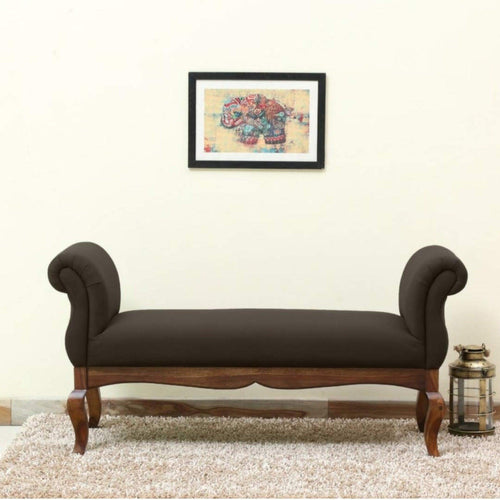 Couch Luxury Upholstered Bench Polyester (Teak Wood) - Bloomart