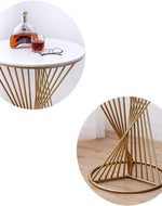 Bloomart Abstract Rays Style Wrought Iron Round End Table ( Golden )