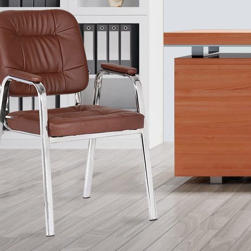Da URBAN® Dalton Leatherette | Heavy Duty Metal Frame| Visitor/Study/Office Chair with Arms (Brown)