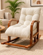 Wooden Bloomart Rocking Chair with Cushioned Seat | Modern Living Room Accent Chair Product Description: