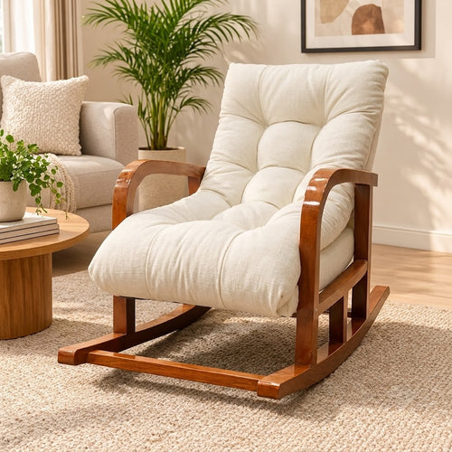 Wooden Bloomart Rocking Chair with Cushioned Seat | Modern Living Room Accent Chair Product Description: