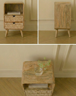 Bloomart Solivne Handmade Stylish Bedside Table with 2 Spacious Storage Drawers for Bedroom & Living Room