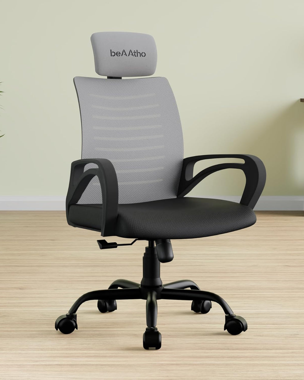 beAAtho® Verona Mesh High Back Ergonomic Home Office Chair | 3-Years Limited Warranty by beAAtho, Tilting & Height Adjustable Mechanism, Heavy Duty Metal Base | Ideal for Office Work & Study (Grey)