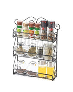 Wall Mounted 3-Tier Scroll Storage Spice Rack Organizer (Black)