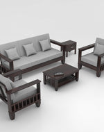 Sheesham Wood 5 Seater Sofa Set for Living Room - Rosewood