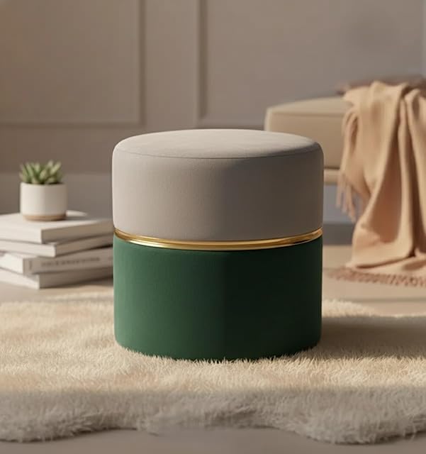 Bloomart Modern Luxury Ottoman | Stylish Bedroom & Living Room Velvet Footrest Stool
