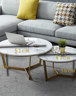 Aurelius Triangular Nesting Tables - Glossy Golden Iron with Italian Nano Marble Top