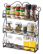 Wall Mounted 3-Tier Scroll Storage Spice Rack Organizer (Black) - Bloomart