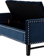Royal Blue Premium Wood Upholstered Flip top Storage Bench