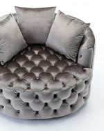 Bloomart Barrel Button Tufted Design Modern Round Sofa Cuddle Chair For Living Room with 3 Pillows
