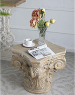 Bloomart Hand Carved Pedestal Style End Table Mango Wood