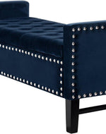 Royal Blue Premium Wood Upholstered Flip top Storage Bench