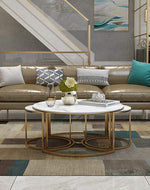Aurelio Circular Nesting Tables - Glossy Golden Iron with Italian Nano Marble Top