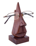 wooden nose shaped spectacle holder