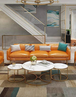 Aurelio Circular Nesting Tables - Glossy Golden Iron with Italian Nano Marble Top