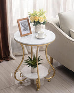 Aurora Circular Iron Side Table - Glossy Golden Modern Design, Space-Saving Elegance - Bloomart