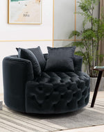Bloomart Barrel Button Tufted Design Modern Round Sofa Cuddle Chair For Living Room with 3 Pillows
