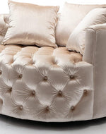 Bloomart Barrel Button Tufted Design Modern Round Sofa Cuddle Chair For Living Room with 3 Pillows