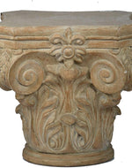 Bloomart Hand Carved Pedestal Style End Table Mango Wood