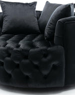 Bloomart Barrel Button Tufted Design Modern Round Sofa Cuddle Chair For Living Room with 3 Pillows
