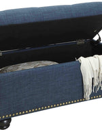 Tufted Rectangle Storage Ottoman Pouffes Footrest Stool with 4 Wooden Legs