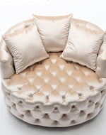 Bloomart Barrel Button Tufted Design Modern Round Sofa Cuddle Chair For Living Room with 3 Pillows