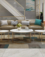 Aurelio Circular Nesting Tables - Glossy Golden Iron with Italian Nano Marble Top