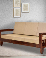 Sheesham Wood 5 Seater Sofa Set for Living Room - Natural Brown