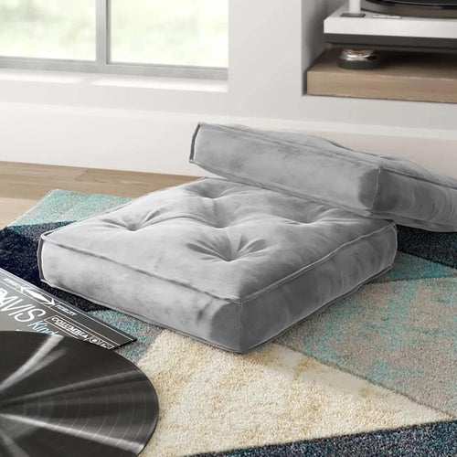 Fabrahome Square Shape Floor Pillow Comfort for Seating Pack of 1 (Light Gray)