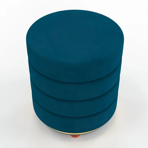 Classical Style Pouf Burgundy Ottoman Stool (Dark Blue)