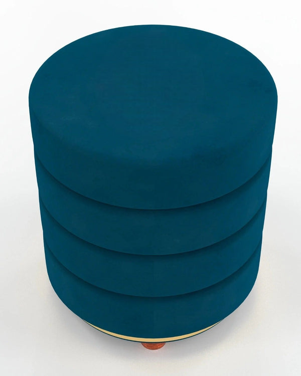 Classical Style Pouf Burgundy Ottoman Stool (Dark Blue)