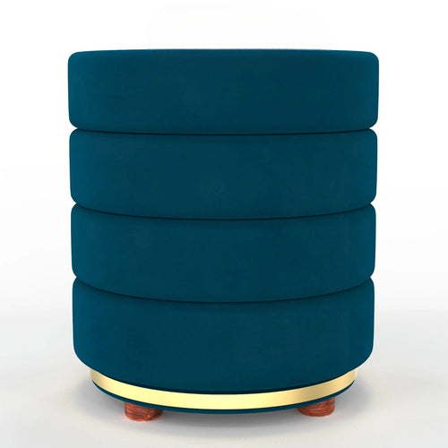 Classical Style Pouf Burgundy Ottoman Stool (Dark Blue)