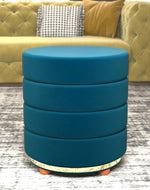 Classical Style Pouf Burgundy Ottoman Stool (Dark Blue)