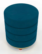 Classical Style Pouf Burgundy Ottoman Stool (Dark Blue)