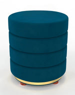 Classical Style Pouf Burgundy Ottoman Stool (Dark Blue)